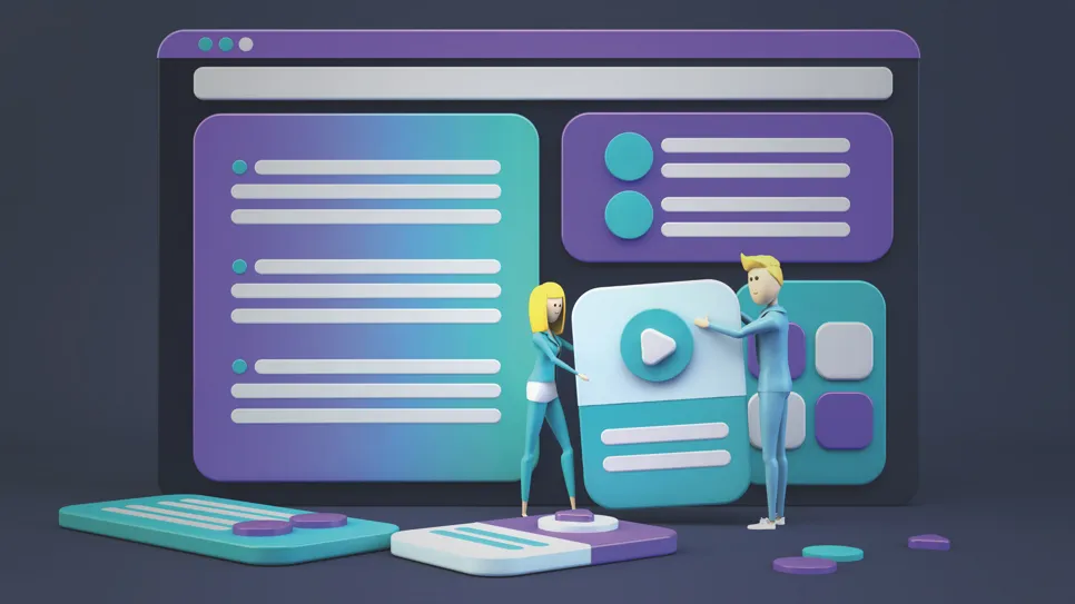 Nacrtane figure predstavljaju elemente web stranice.